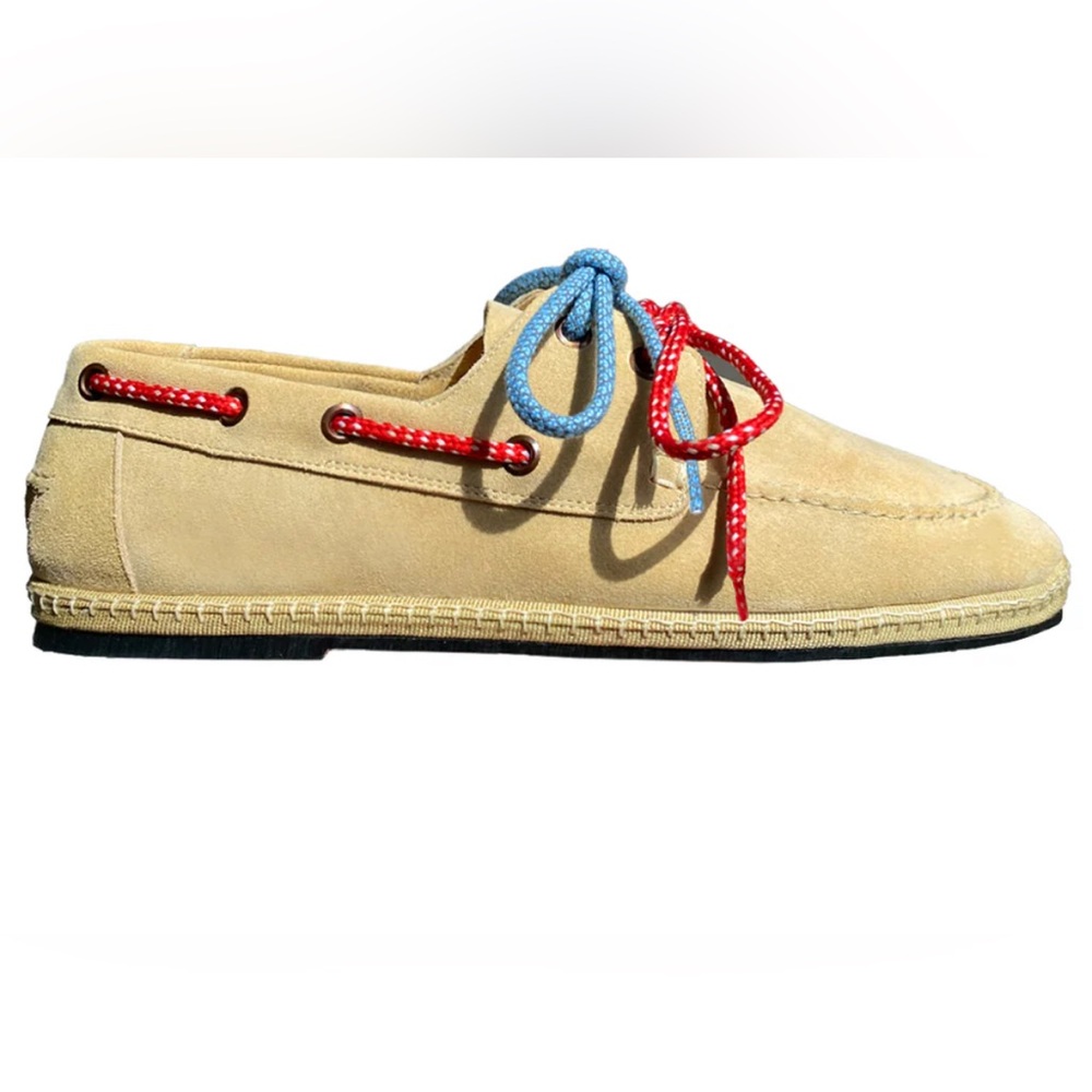 Lilly Sisto X Viani Milano Nantucket Boat Shoe with Red and Blue Lace